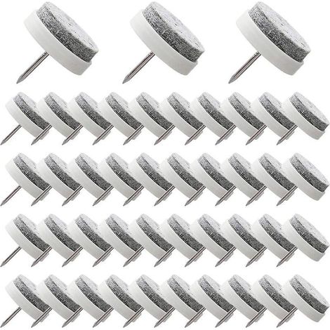 50 Pcs Patin Chaise A Clouer 24mm Blanc Tampon Chaise En Feutre Pour Protger Pieds Des Meubles (1/5)