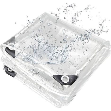 Bâche Transparente Imperméable, Résistant à la Déchirure Bâche de Protection Étanche, Résistant à poussière avec Cordon(1.2x3m) (1/5)