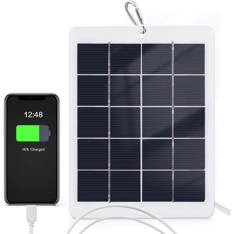 Chargeur solaire portable 3W 5V étanche avec prise micro USB pour le camping, idéal pour recharger téléphones portables, mini-ventilateurs, lampes LED et appareils photo de surveillance. (1/3)