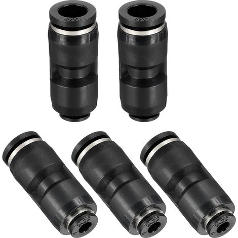 5 Pcs Raccords Rapides Pneumatiques Droits Réducteurs Noir (1/5)
