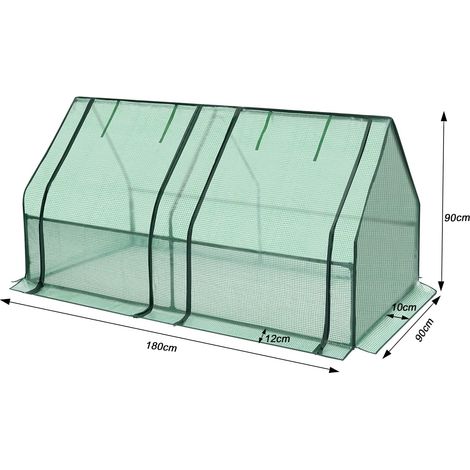 WOLTU Foliengewächshaus Tomatengewächshaus mit aufrollbaren Fenstern 140g/m² PE Treibhaus Tomatenhaus Frühbeet 180x90x90cm, Grün