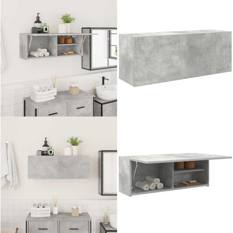 vidaXL Bad-Wandschrank Betongrau 80x25x30 cm Holzwerkstoff (1/5)