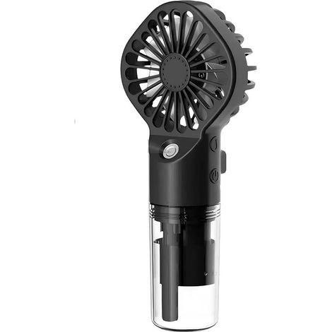 Ventilatore nebulizzatore portatile，Ventilatore ricaricabile，Mini ventilatore personale a batteria con 4 velocità e spruzzatore，Nero (1/5)