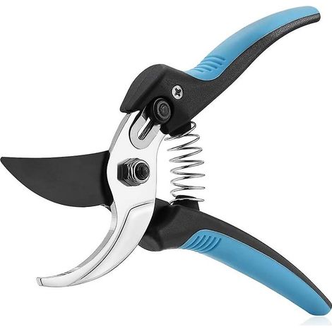 Professionelle Gartenschere aus Edelstahl mit gekreuzten Klingen und Verriegelungsmechanismus (1/5)