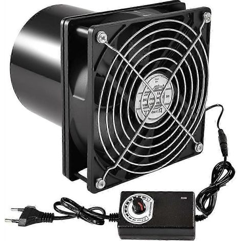 Extracteur d'air 100 mm, ventilateur tubulaire 12 V avec variateur de vitesse, 3 000 tr/min, pour salle de bain, toilettes, cuisine, serre (prise UE). (1/5)