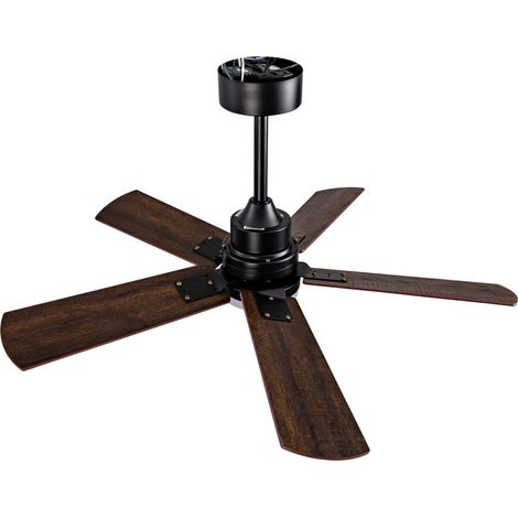 Ventilateur de plafond noir 42 pouces d'extérieur avec lumière et télécommande, ventilateur de plafond dimmable à 5 pales pour terrasse, ventilateur de plafond noir avec lumière pour chambre et salon (1/5)