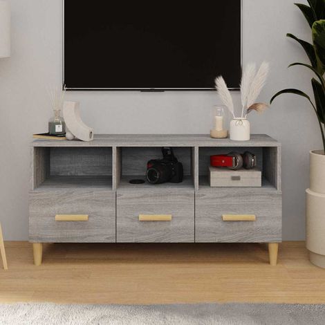 817496 vidaXL TV Cabinet Grey Sonoma 102x36x50 cm Engineered Wood (1/5)
