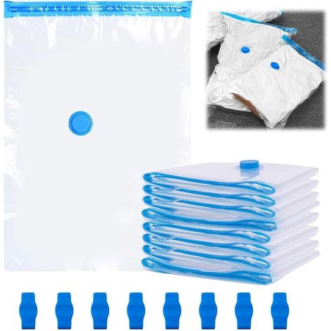 8 x Vacuum Storage Bags for Clothes, 60 x 40 cm, Vacuum Storage Bags, Vacuum Storage Bags, Vacuum Clothing Bag, 80% Space Reduction, Moisture and Dust Protection (1/5)
