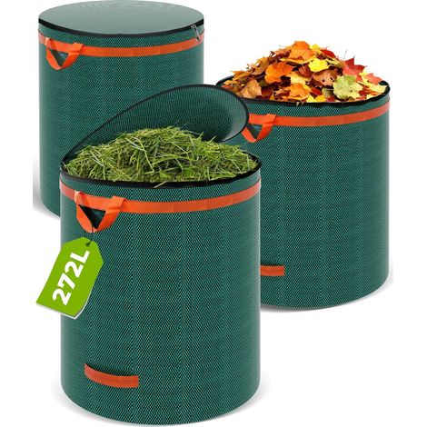 3 Pcs Sacs Dechets Verts 272L avec Couvercle Sac Jardin Dechets Vegetaux Sac de Jardinage pour Herbe Gazon Pelouse Feuilles Resistant Robuste (1/5)