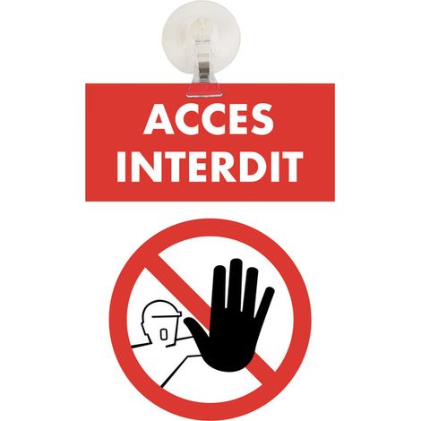 Panneau PVC "ACCÈS INTERDIT" format A5 avec fixation ventouse (1/4)