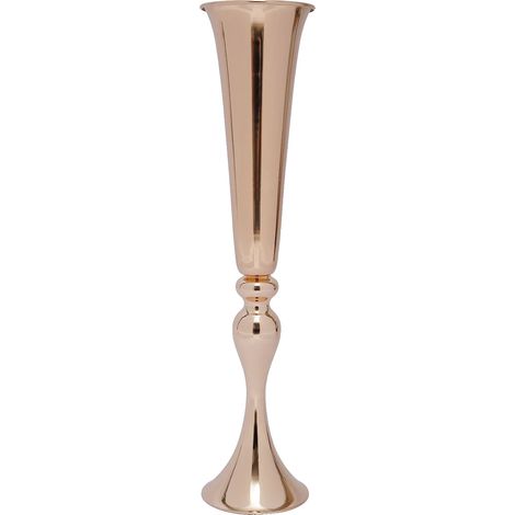 Jarrones con forma de trompeta, metal resistente, diseño elegante, oro rosa. (1/2)