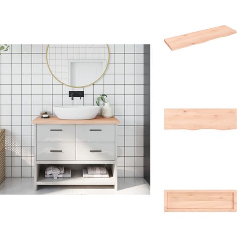 Comptoir de salle de bain 100x30x(2-4)cm bois massif non traité - Comptoir Salle De Bain - Comptoir Bois - Plan De Travail Salle De Bain - Meuble Lavabo - Chêne Massif (1/5)
