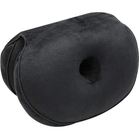 Coussin double confort hanches, latex + mousse mémoire forme, soulage pression, noir (1/5)