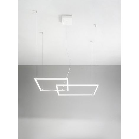 CROSS Sospensione in alluminio verniciato bianco 2 quadrati LED 64W 4800LM 3000K - CCT 3000K 4000K 6000K (1/2)