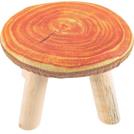 Petit tabouret rond en bois, compatible avec une utilisation à domicile, orange. (1/5)