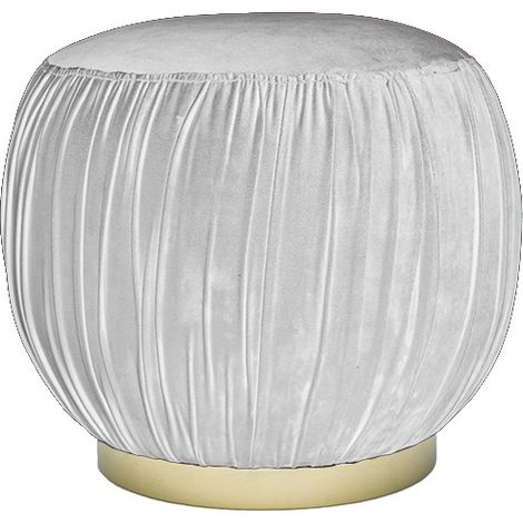 MEUBLER DESIGN Pouf Velours Tissu Plissé Effet Laiton Lipton - Velours Gris, Rond, Style Art déco, 43 x 43 x 42 cm (1/2)