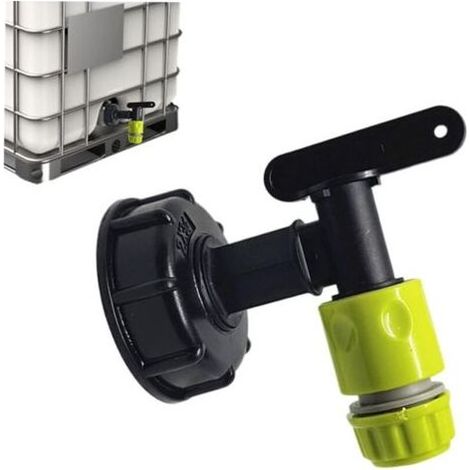 Robinet Cuve 1000l Plastique avce Raccord Tuyau d'arrosage, Adaptateur de Robinet de Réservoir IBC, Connecteur à Filetage 3/4 Pouces Pour Recuperateur Eau de Pluie, Réservoir de Carburant (1/5)