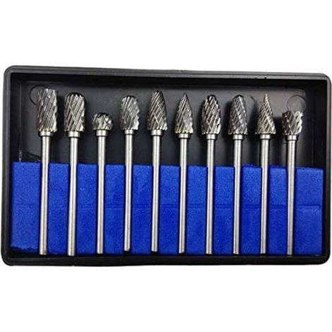 Fraises rotatives carbure 3 mm × 6 mm – Lot de 10 pour gravure, perçage et usinage du bois – Outils Dremel compatibles (1/5)