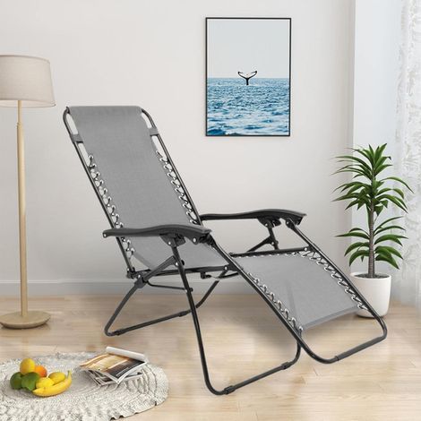 Zero-Gravity Chair Fabric, Replacement Fabric and Universal Straps, Stretched Canvas Lounger（Gray） (1/5)