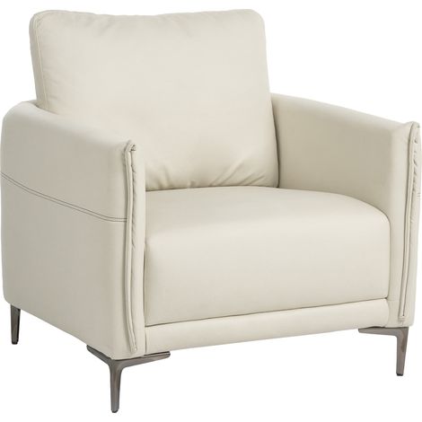 Sillón tapizado de tela estilo moderno patas de metal beige claro Cilens (1/5)