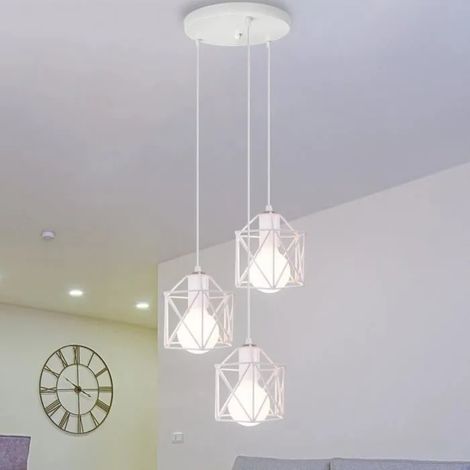 U-do 3 Têtes Lustre Suspension Vintage Simplicité E27- Rouillé (1/4)