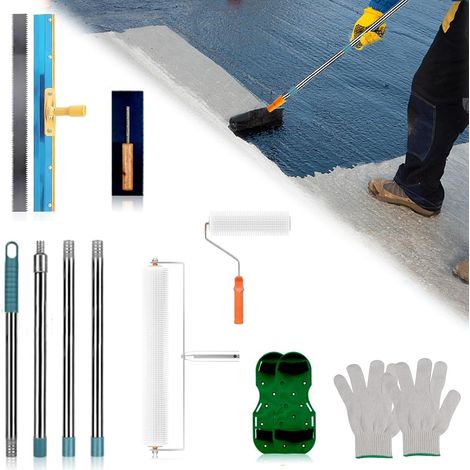 Kit di attrezzi per pavimenti in resina epossidica con rullo chiodato da 50 cm, scarpe chiodate da 30 mm, rullo per vernice, raschietto da 5 mm, cazzuola dentata, scarpe chiodate, barra da 4 pezzi (1/5)