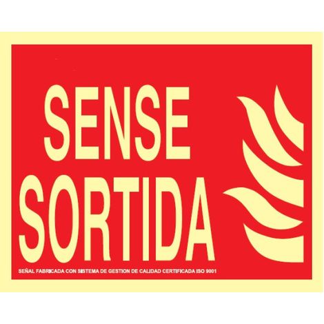 Señal Sense Sortida de medida 320 x 160 mm con capa luminescente Clase A SEKURECO                                                   CLASE A (ALUMINIO 0'5 mm) (1/2)