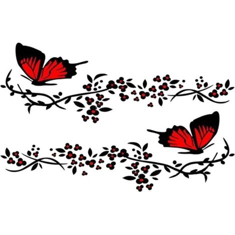 Ahlsen 2 PièCes Stickers de Voiture Papillon Fleur,Autocollant Mignon de Voiture de Fleur de Papillon,3011cm Noir plus rouge (1/3)