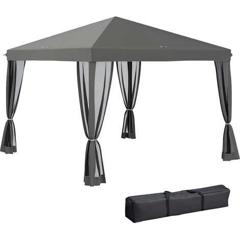 Faltpavillon 3x3 m – Seitenwände, Tragetasche aus Oxford-Canvas – Hellgraues Metall