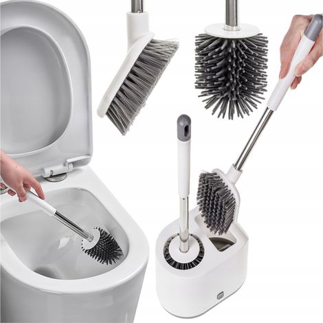 Silikon-Toilettenbürste für Badezimmer, weiß, Wandmontage, 2-in-1