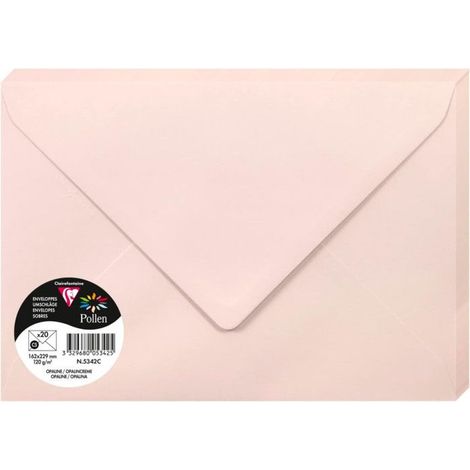 Enveloppes - C5 - 16,2x22,9cm - Pollen - Opaline - 20 unités - Clairefontaine