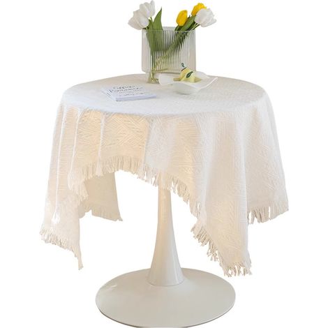 nappe en dentelle de coton élégante table ronde fond photo blanc pur 180 x 180 cm (1/5)