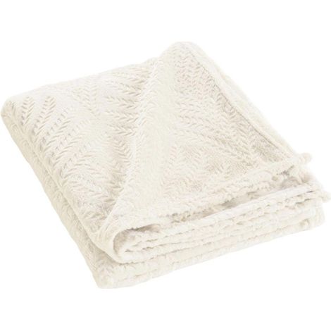 Plaid Uni en Flanelle "Nelia" 125x150cm Naturel (1/5)