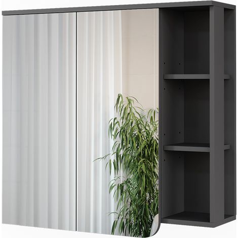 Armario con espejo Karen, Antracita/blanco, 80 x 75 cm, Vicco