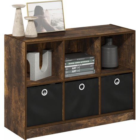 Étagère, Bibliothèque À 6 Cubes, Étagère 3 X 2 avec Bacs De Rangement, 11,9 X 31,6 X 23,6 Cm, pour Salon, Chambre, Bureau, Couleur Pin Ambré (1/5)