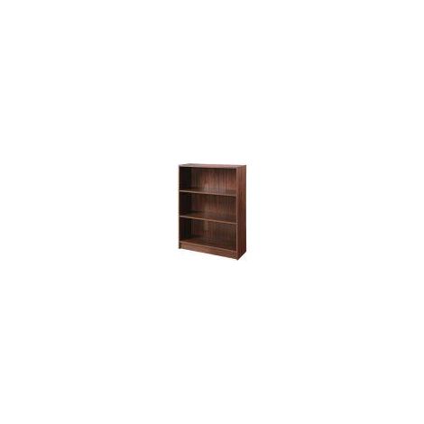 Walnut Brown Low Wide Bookcase With Adjustable Shelves (1/4)