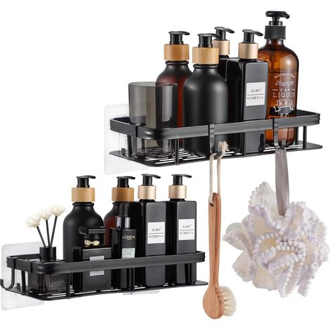 30cm Etagere Douche sans Percage,5 Crochets,Etagere De Douche,Etagere Salle De Bain,Serviteurs De Douche,Etagere Rangement,Support Douche,pour Salle (1/5)