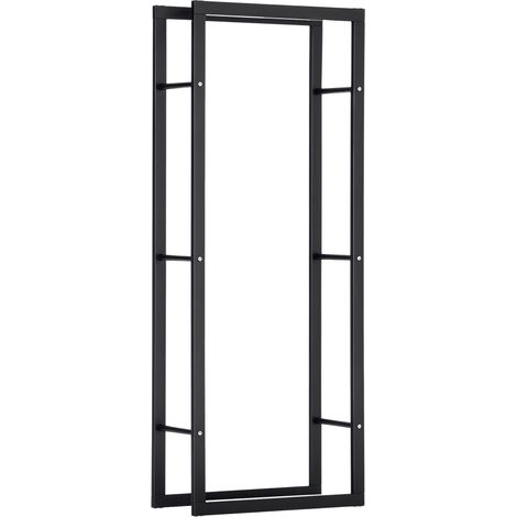 Brennholzregal, Kaminholzablage, Holzablage für drinnen und draußen, max. Belastung 100 kg, Maße 60 x 25 x 150 cm (L x B x H), schwarzes Metall