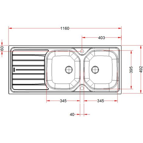 Franke – Évier inox 2 bacs avec égouttoir réversible – Acier inoxydable 116x50 cm – Profondeur 16 cm – Facile à nettoyer et durable