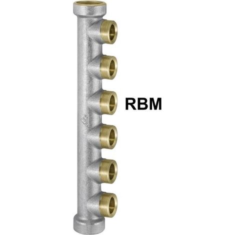 RBM 63 Monoblock Collettore Lineare Ottone Ø3/4"Ff 4 Derivazioni Standard - 00630500 (1/3)