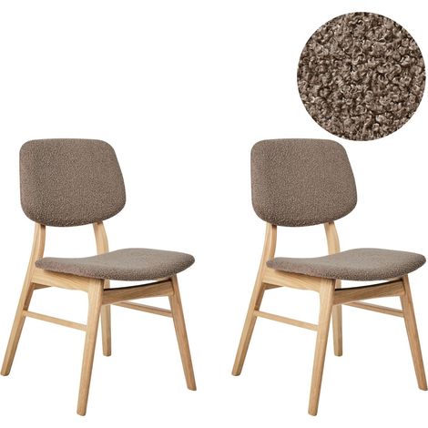 Esszimmerstuhl 2er Set ELAINE Holz Hellbraun / Taupe