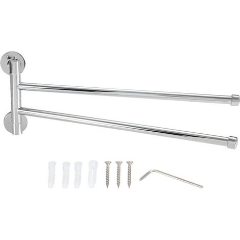 Porte-serviettes mural pour salle de bain, étagère rotative pivotante (2 bras)-Crezuo (1/4)