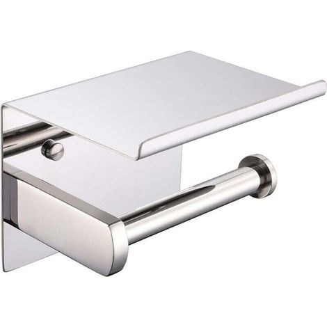 HomeHeng Porte-rouleau, Acier Inoxydable SUS 201, Chrome Poli, Porte-Papier Hygiénique Moderne avec étagère de téléphone, Accessoire de cuisine de salle de bain (1/4)