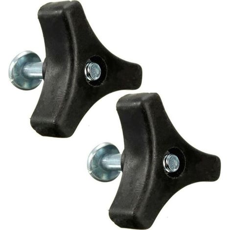 Lot de 2 - Boulon à poignée - Écrou plastique - Pièce de rechange pour tondeuse - Fixation roue jardin - Noir et argent - 50x8 mm (1/5)