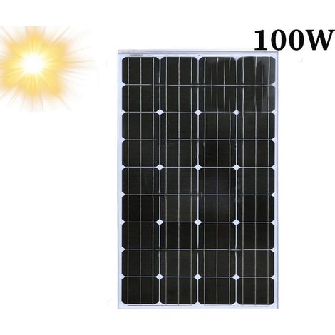 Pannello Energia Solare Fotovoltaico 100W Monocristallino 12V connettori MC4 (1/4)