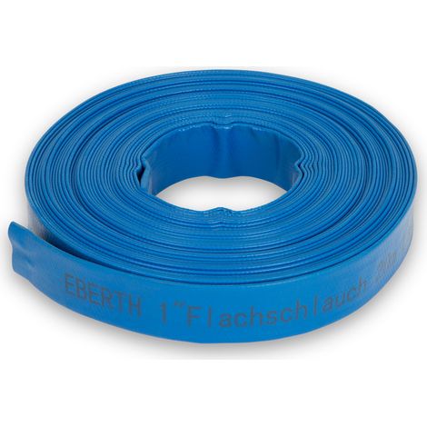 Eberth – Tuyau d'arrosage plat 20m Ø25mm PVC bleu – Flexible pour pompage eau propre et sale – Pression max 3 bars – Résistant aux intempéries