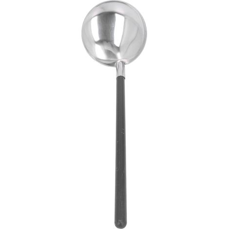 Louche à fondue en acier inoxydable anti-brûlure avec isolation thermique et manche long, cuillère à soupe à manche noir (1/5)