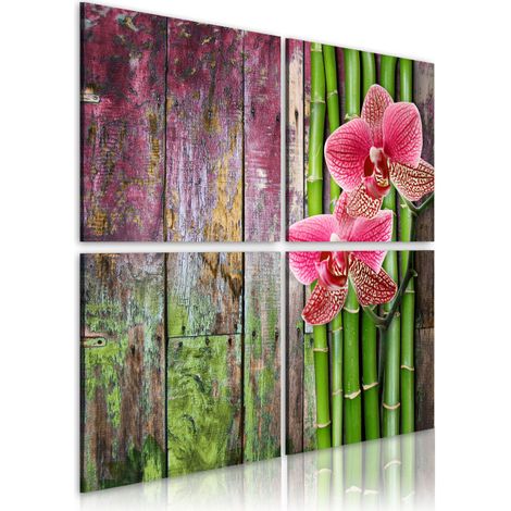 Tableau Imprimé "Bambou & Orchidée" 40 x 40 cm (1/2)