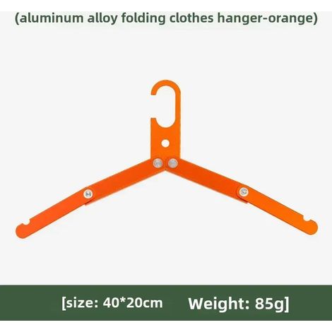 (Orange) Cintre pliable en alliage d'aluminium pour la maison, le camping et les voyages. Outil EDC portable et pliable. (1/3)