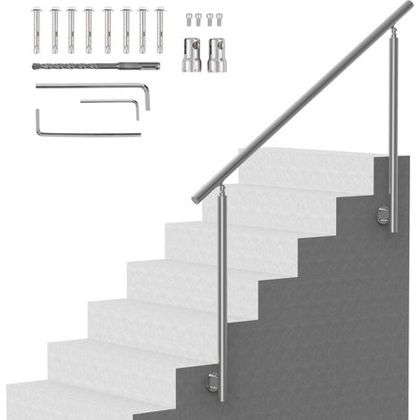Vevor – Rampe d'escalier extérieure 150 cm – Acier inoxydable – Angle réglable 0° à 45° – Charge 220 lb – Installation facile sur béton et bois